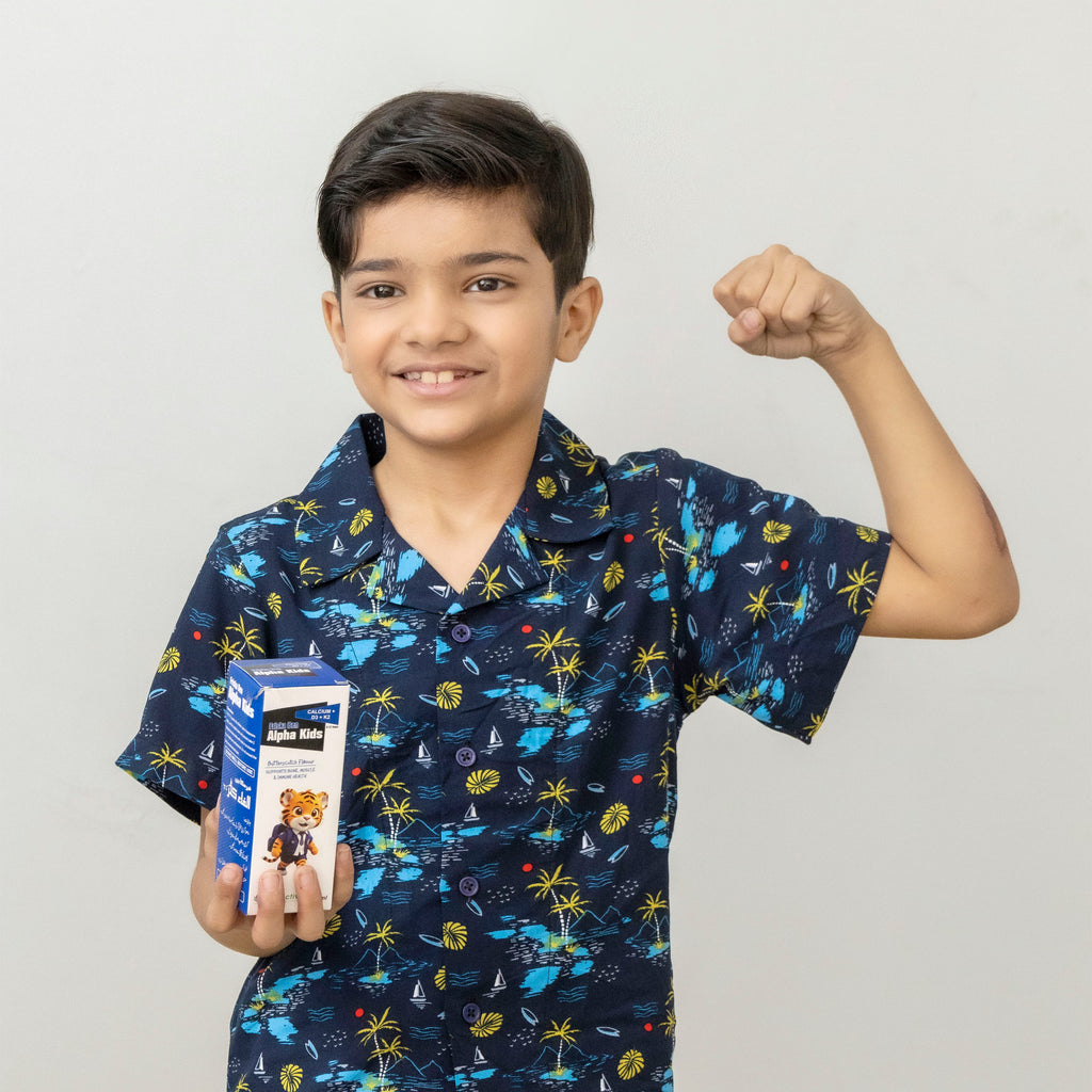 Alpha Kids Calcium + D3 & K2 Syrup – Butterscotch Flavour (120ml)