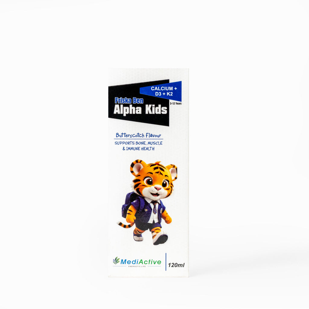 Alpha Kids Calcium + D3 & K2 Syrup – Butterscotch Flavour (120ml)