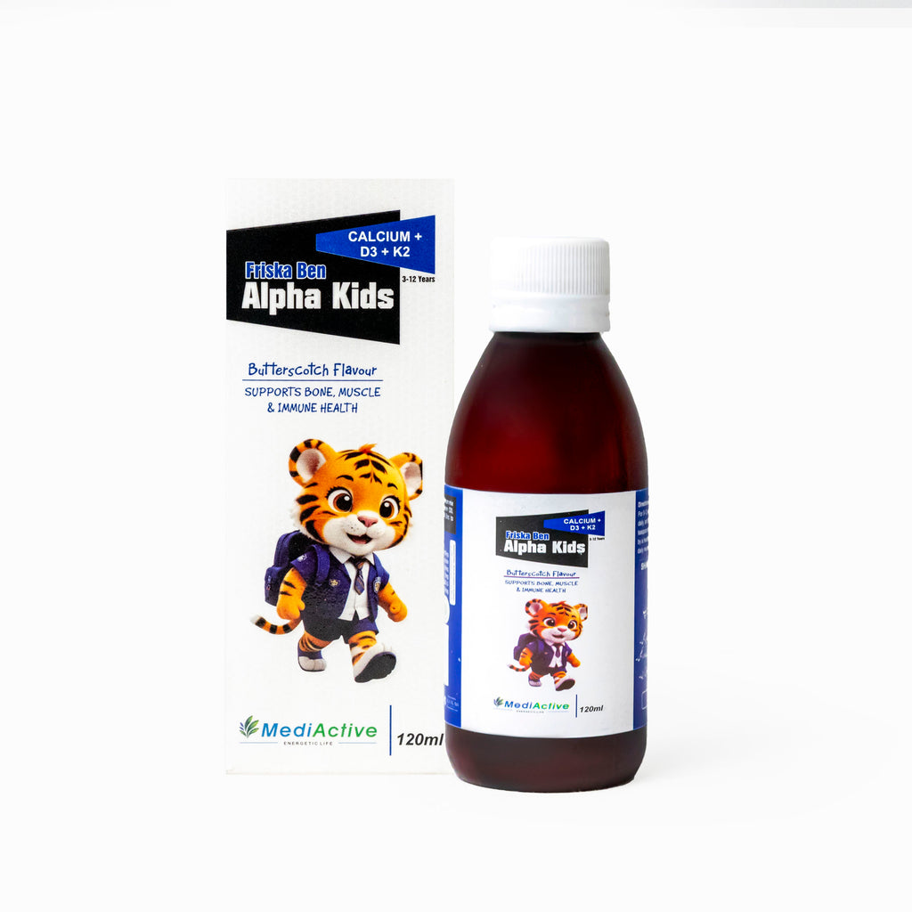 Alpha Kids Calcium + D3 & K2 Syrup – Butterscotch Flavour (120ml)